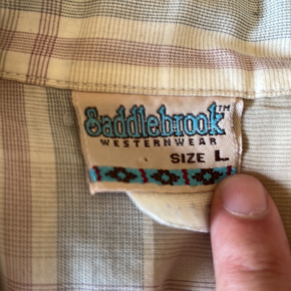 Vintage Tan Plaid Pearl Snap Western Short Sleeve Shirt Tan Men's Large - Picture 2 of 3